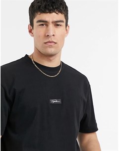 Черная футболка с фирменной накладкой Topman