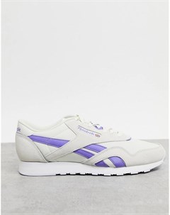 Бело фиолетовые нейлоновые кроссовки Classic Reebok