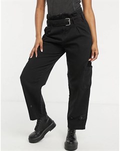 Черные джинсы в утилитарном стиле с присборенной талией Mona Allsaints
