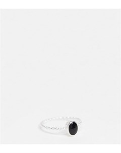 Кольцо из стерлингового серебра с черным камнем Asos design