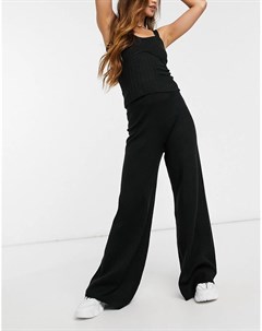 Трикотажные черные брюки с широкими штанинами от комплекта Asos design