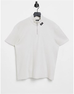 Бежевая облегающая футболка с короткой молнией и вафельной текстурой ASOS Unrvlld Spply Asos design