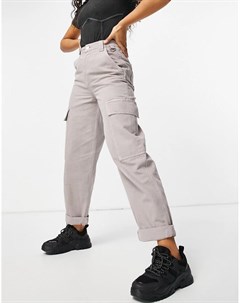 Серо лиловые форменные брюки с карманами в стиле милитари Asos design