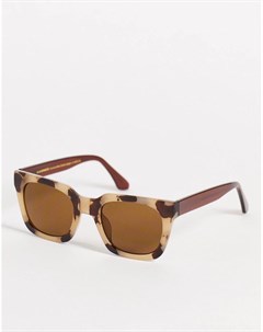 Квадратные солнцезащитные очки унисекс в стиле 70 х в кремовой черепаховой оправе Nancy A.kjaerbede