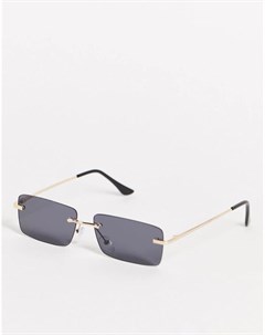 Золотистые узкие квадратные солнцезащитные очки в стиле унисекс с дымчатыми линзами Aj morgan
