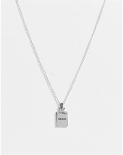 Серебристое ожерелье с подвеской с черным искусственным камнем Icon brand