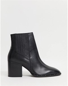 Черные кожаные ботинки на блочном каблуке Asos design