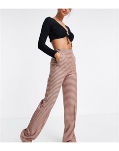 Бордовые свободные брюки прямого кроя в мелкую клетку ASOS DESIGN Tall Asos tall