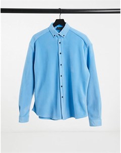 Васильково синяя oversized рубашка из флиса 90s Asos design