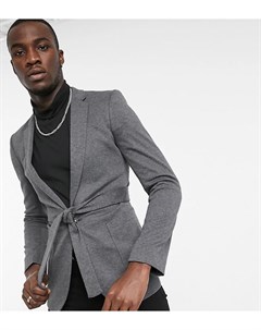 Супероблегающий трикотажный пиджак с поясом темно серого цвета Tall Asos design