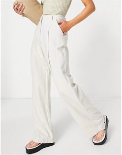 Бежевые льняные брюки с широкими штанинами Asos design