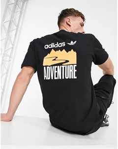 Черная футболка с принтом Adventure на спине Adidas originals