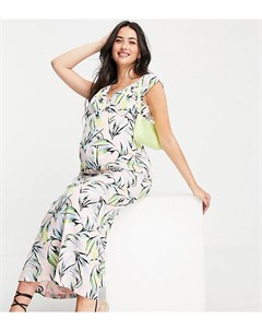 Платье макси из органического хлопка для кормления с принтом пальмовых листьев Mamalicious Maternity