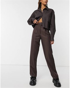 Коричневые свободные брюки в винтажном стиле с ремнем Asos design