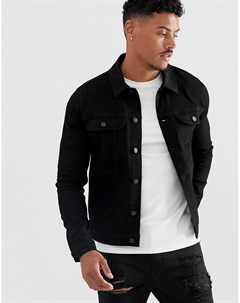 Черная приталенная джинсовая куртка в стиле вестерн Asos design