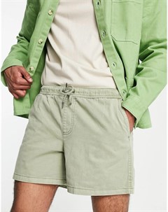 Зеленые выбеленные шорты без застежки New look