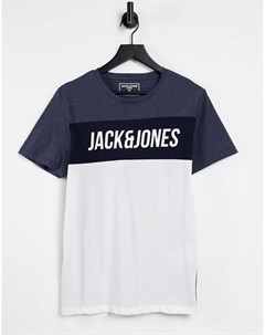 Белая футболка со вставками и логотипом Originals Jack & jones