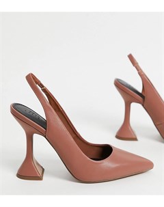 Туфли цвета мокко на высоком каблуке для широкой стопы с ремешком на пятке Power Asos design