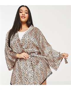 Атласный халат с леопардовым принтом Plus Leona Brave soul