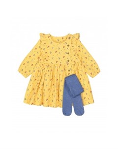 Платье в цветочек и колготки в комплекте желтый синий Mothercare
