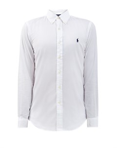 Белая рубашка из хлопкового пике с логотипом Polo ralph lauren