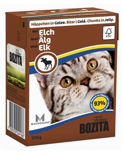 Влажный корм для кошек Feline Elk кусочки в желе 0 37 кг Bozita