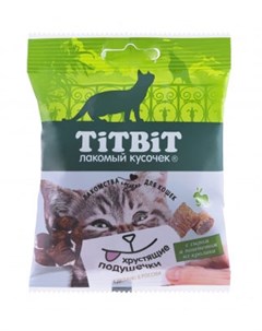 Лакомство для кошек Хрустящие подушечки с паштетом из кролика и сыром 0 03 кг Titbit