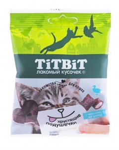 Лакомство для кошек Хрустящие подушечки с паштетом из утки 0 03 кг Titbit