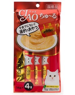 Лакомство для кошек Чао Чуру желтоперый тунец и краб пюре 0 056 кг Inaba