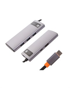 Хаб USB Metal Gleam Series 5 in 1 Multifunctional Type C HUB Docking Station Grey CAHUB CX0G Baseus