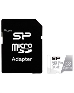 Карта памяти 128Gb MicroSD Class 10 Superior SP128GBSTXDA2V20SP с адаптером SD Silicon power