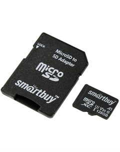 Карта памяти 128Gb MicroSD Class 10 Advanced U3 V30 A1 SB128GBSDU1A AD с адаптером SD Smartbuy