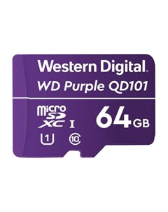Карта памяти 64Gb Purple microSDXC Class 10 UHS I U1 WDD064G1P0C Western digital