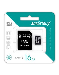 Карта памяти 16Gb Micro Secure Digital HC Class 10 SB16GBSDCL10 01 с переходником под SD Smartbuy