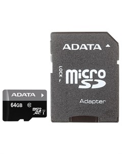 Карта памяти 64Gb Premier Micro Secure Digital XC Class 10 UHS I AUSDX64GUICL10 RA1 с переходником п Adata