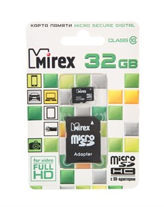 Карта памяти 32Gb Micro Secure Digital HC Class 10 13613 AD10SD32 с переходником под SD Mirex