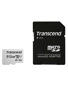 Карта памяти 512Gb 300S Micro Secure Digital XC Class 10 UHS I TS512GUSD300S A с переходником под SD Transcend