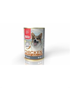 Classic Adult Dog полнорационный влажный корм для собак фарш из курицы с тыквой в консервах 400 г Blitz