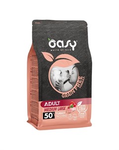 Dry Dog Grain Free Adult Medium сухой беззерновой корм для взрослых собак средних пород с индейкой Oasy