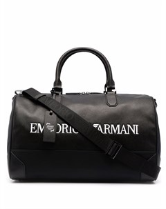 Дорожная сумка из переработанной кожи с логотипом Emporio armani