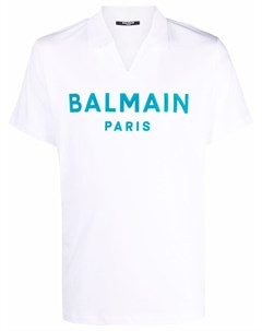 Рубашка поло с фактурным логотипом Balmain