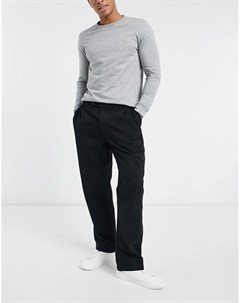 Черные брюки с широкими штанинами и поясом Topman