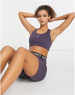 Фиолетовый спортивный бюстгальтер со средним уровнем поддержки и логотипом галочкой Nike training