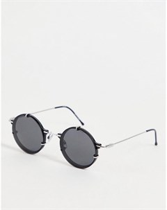 Черные очки в стиле унисекс с круглыми черными зеркальными линзами Ift Spitfire