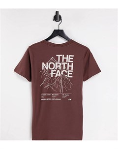 Коричневая футболка с контурным принтом Mountain эксклюзивно для ASOS The north face