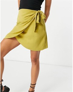 Оливково зеленая юбка мини с запахом от комплекта Na-kd