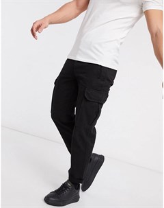 Черные брюки карго с широкими штанинами Topman