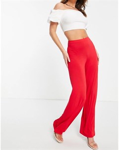 Красные широкие брюки с завышенной талией Flounce london