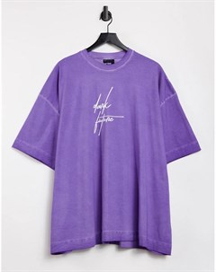 Фиолетовая oversized футболка с маслянистым эффектом и логотипом на груди ASOS Dark Future Asos design