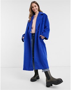 Свободное пальто в стиле oversized кобальтового синего цвета Asos design